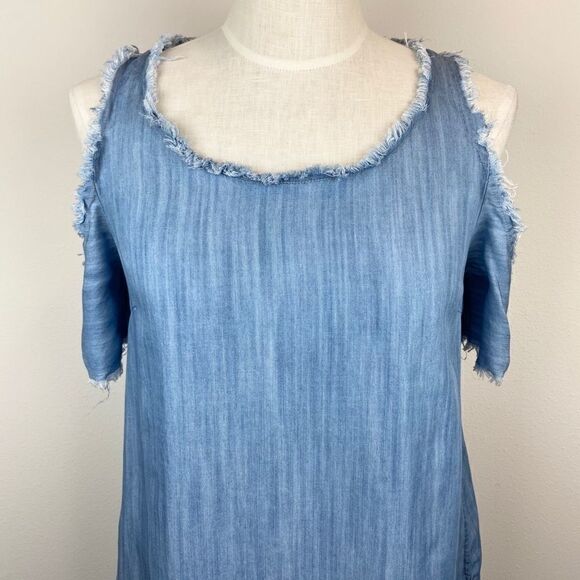 Saks Fifth Avenue Shoulderless Frayed Hem Dress - Picture 3 of 6